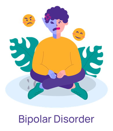 Man Suffers From Bipolar Disorder  Illustration