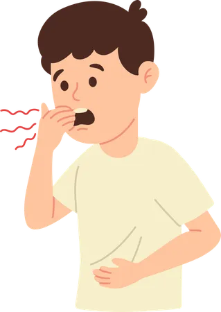 Man suffers from cough flu  Illustration