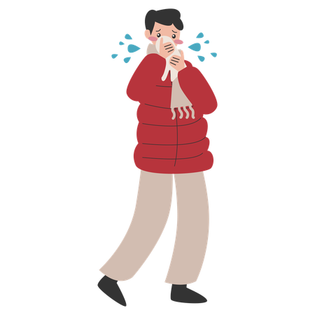 Man suffers from Cough  Illustration