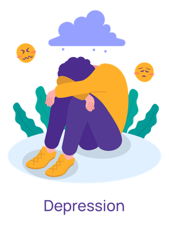 Man Suffers From Depression  Illustration