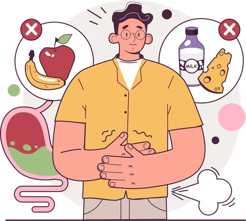 Man suffers from digestive issues  Illustration