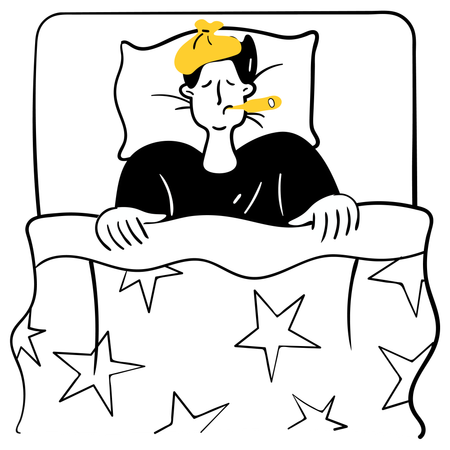 Man suffers from High Fever  Illustration