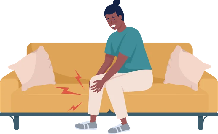 Man suffers from leg muscles pain Illustration