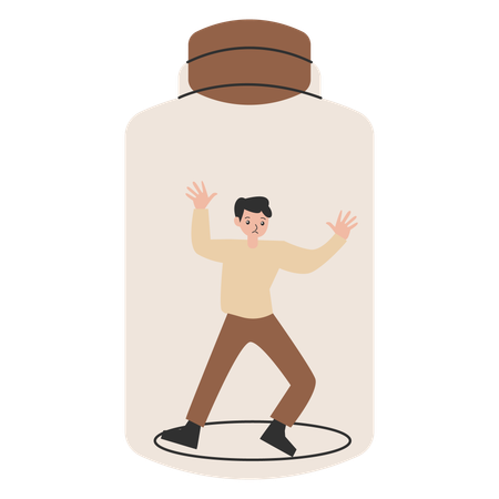 Man suffers from Self-sabotage  Illustration