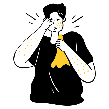 Man suffers from skin Allergies  Illustration