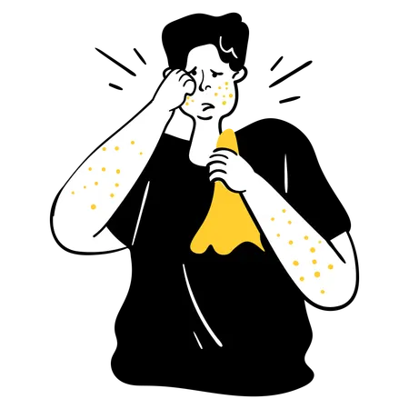 Man suffers from skin Allergies  Illustration