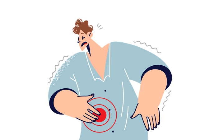 Man suffers from stomach pain  Illustration