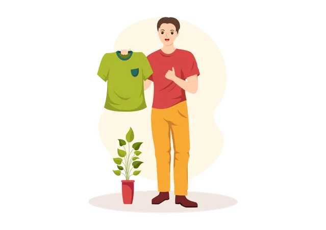 Man suggesting t shirt  Illustration