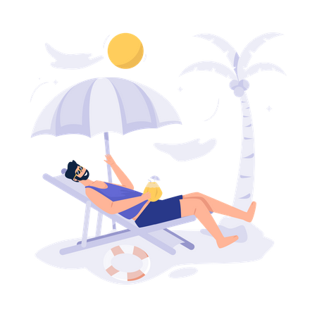 Man sunbathing Illustration