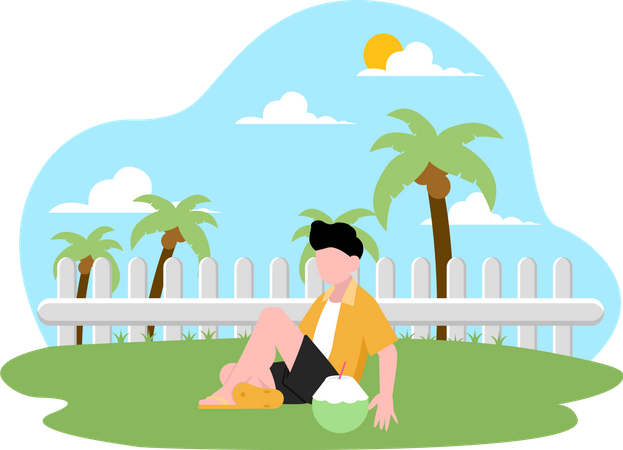 Man sunbathing  Illustration