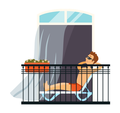 Man sunbathing  Illustration