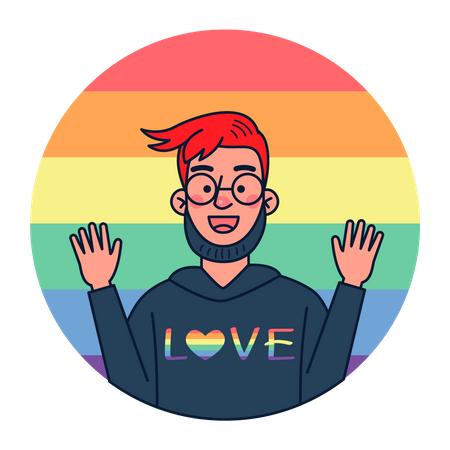 Man supporting LGBTQ community  Illustration