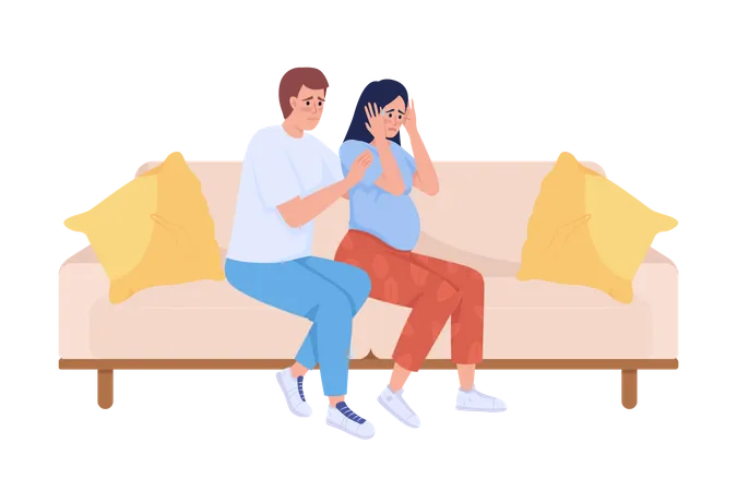 Man supporting pregnant wife Illustration