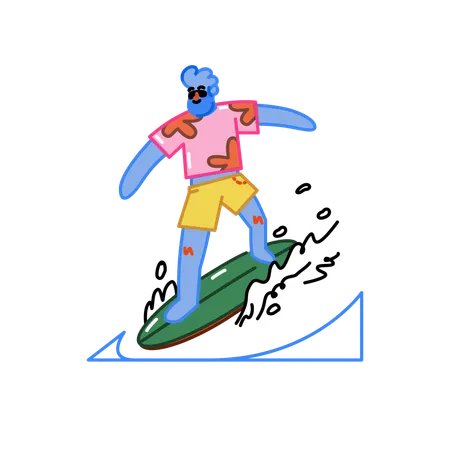Man Surfing Illustration Illustration