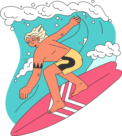 Man surfing  イラスト