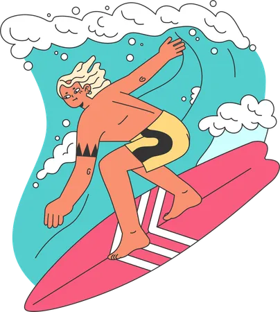 Man surfing  イラスト