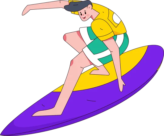 서핑하는 남자  일러스트레이션