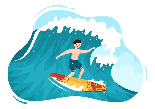 Man surfing in sea  Illustration