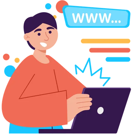 Man Surfing Internet  Illustration