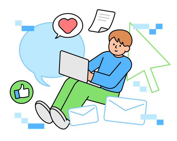 Man Surfing Internet  Illustration