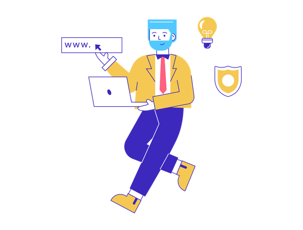 Man surfing internet on laptop  Illustration