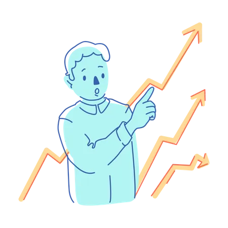Man surprised by growth of charts Illustration