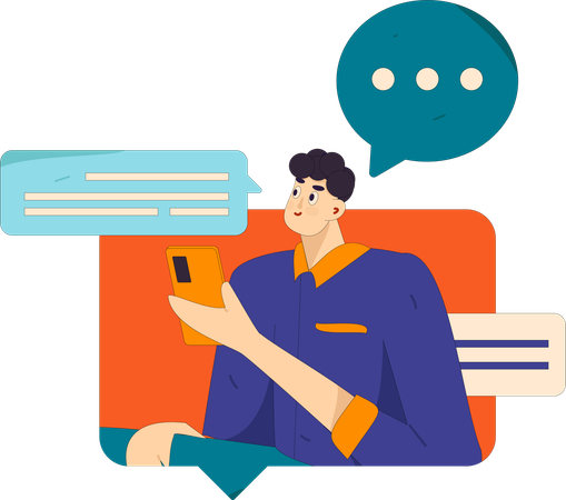 Man surprises to get social request from his old friends Illustration