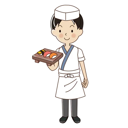 Man sushi chef Illustration