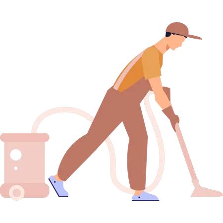 Man sweeping floor  Illustration