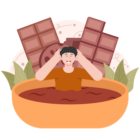 Man swim in chocolate Pool  Illustration