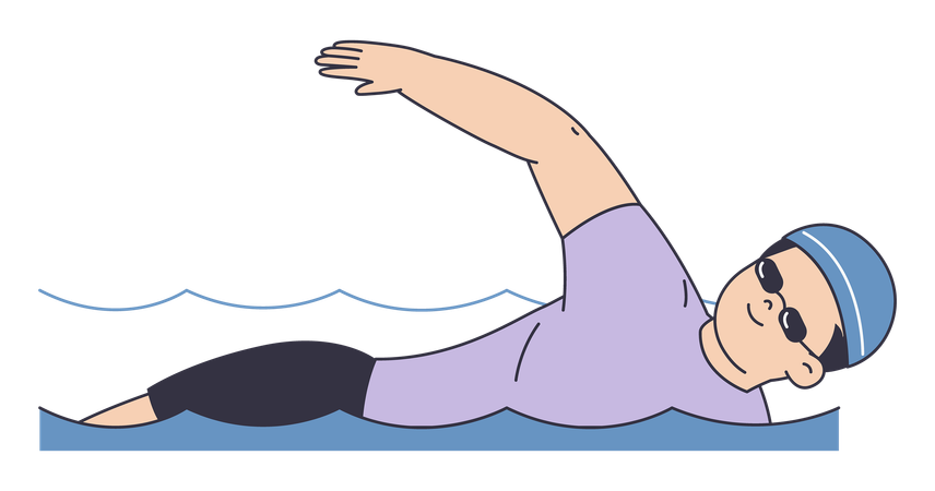 Man Swimming Freestyle as a Cardio Exercise  Illustration