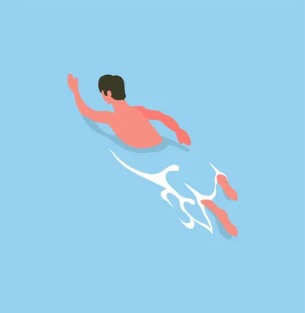 Man swimming in ocean  Illustration