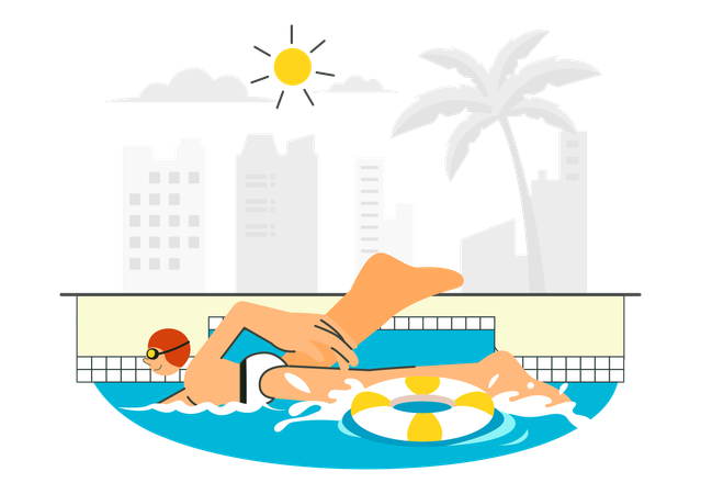 Man Swimming in pool  Illustration