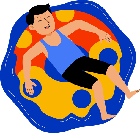 Man Swimming with Buoy  Illustration