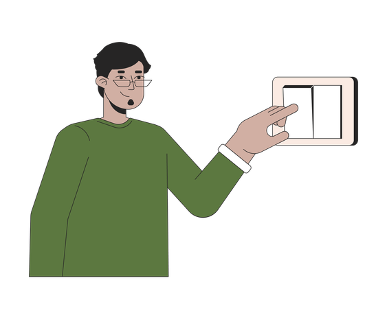 Man switching off Light  Illustration