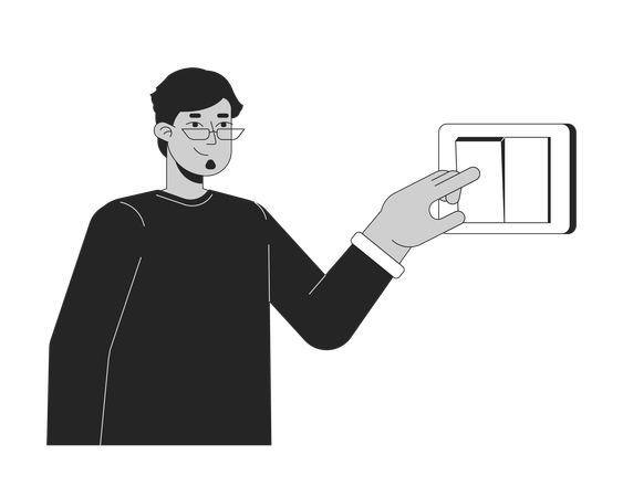 Man switching off Light  Illustration