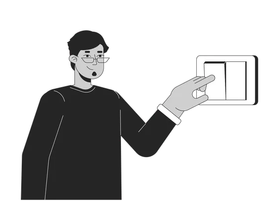 Man switching off Light  Illustration