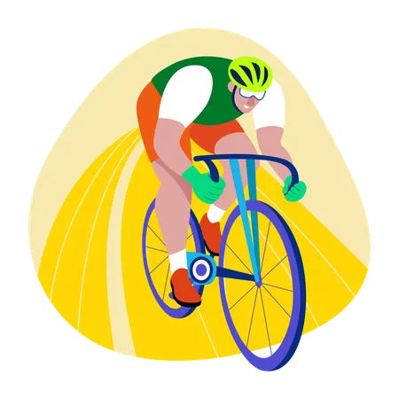 Man take part in Olympic Cycle race  Illustration