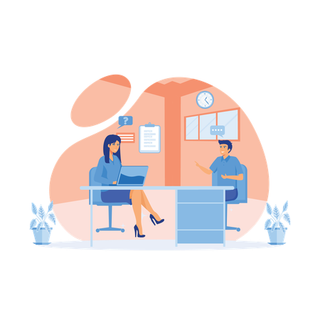 Man takes candidate interview for vacant seat  Illustration