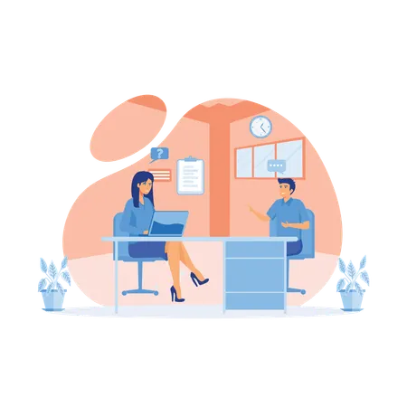 Man takes candidate interview for vacant seat  Illustration