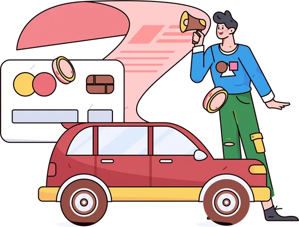 男性が自動車保険に加入  イラスト