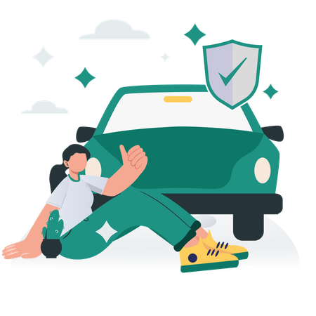 Man takes Car insurance  Illustration