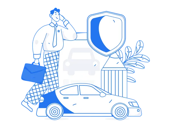 Man takes car insurance  Illustration