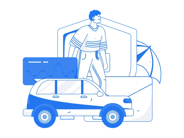 Man takes car insurance  Illustration