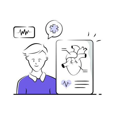 Man takes care of Heart's Health  Illustration