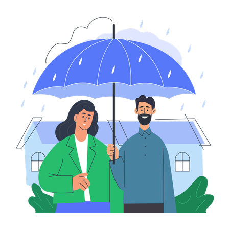 Man takes family insurance  Illustration