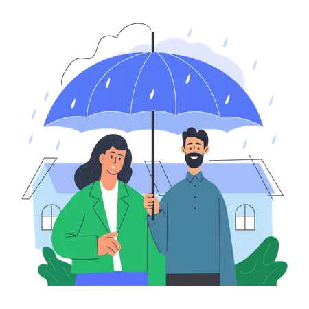 Man takes family insurance  Illustration