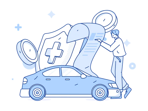 Man takes insurance policy of car  Illustration