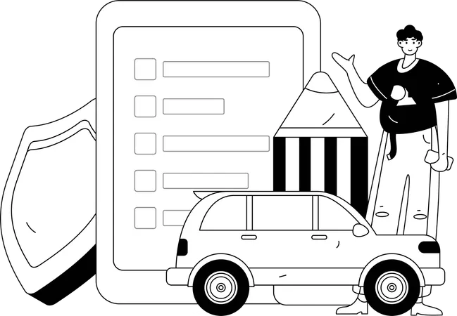 Man takes new insurance  Illustration