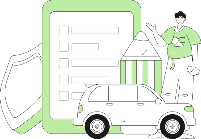 Man takes new insurance  Illustration